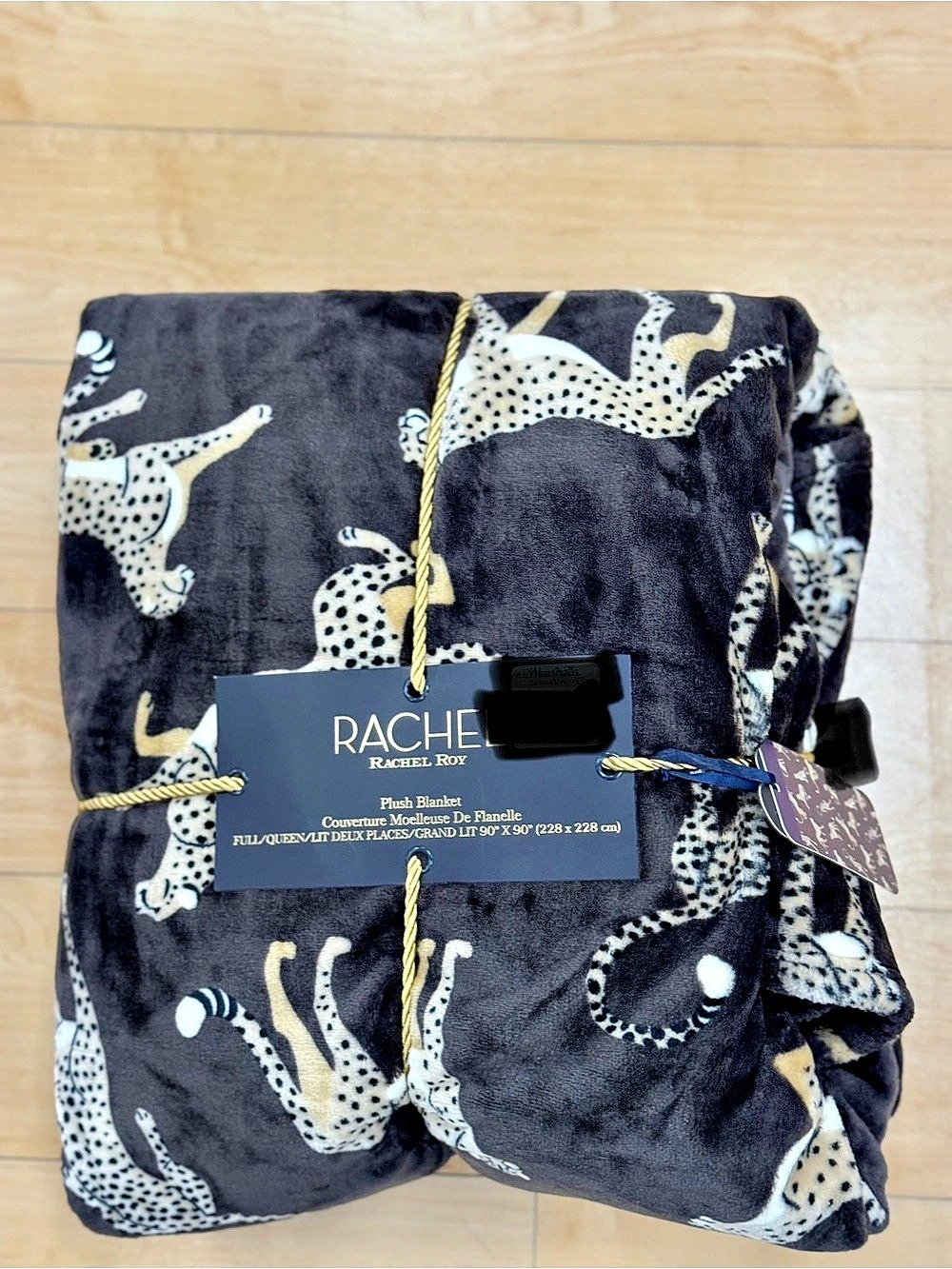 RACHEL Rachel Roy Plush Blanket Leopard Print Black & White NWT